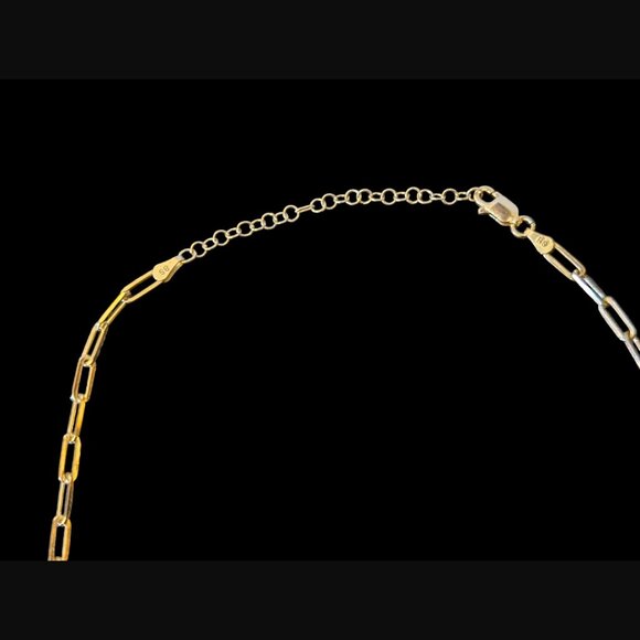 925 Sterling Gold Vermeil 3mm 18.25" Paperclip Chain Necklace - Picture 7 of 9